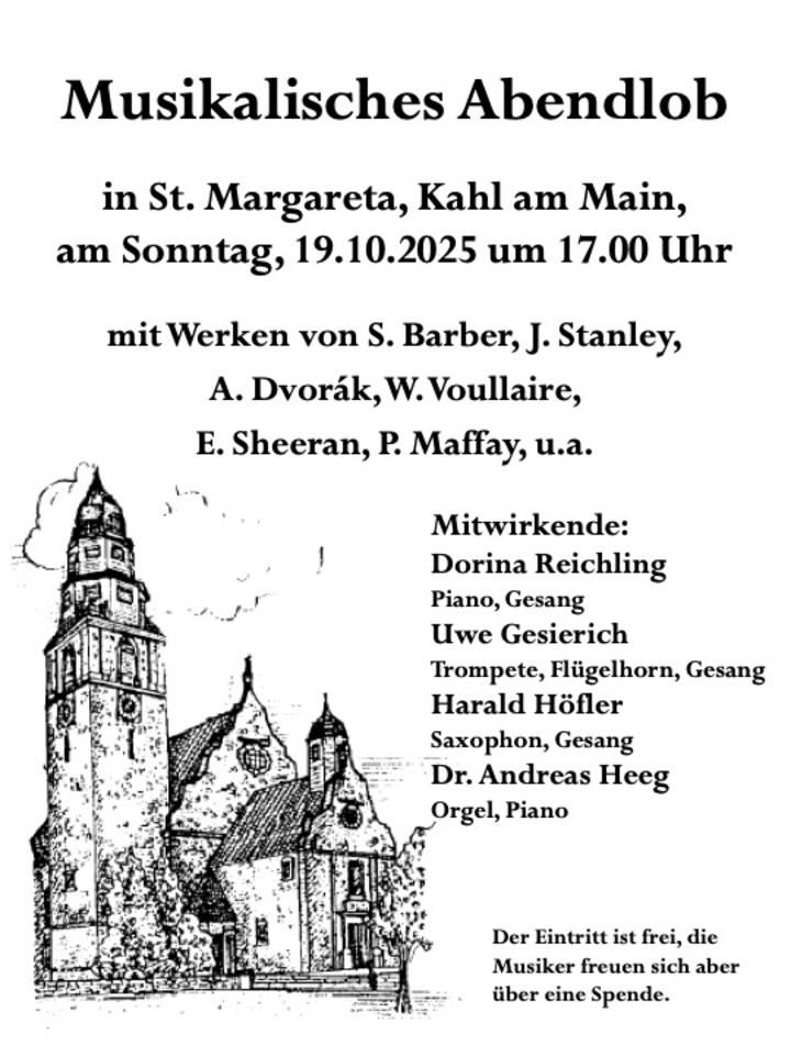 Musikalisches Abendlob in der Pfarrkirche St. Margareta Kahl