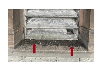 Mängelfeststellung am Turm der Pfarrkirche St. Margareta Kahl